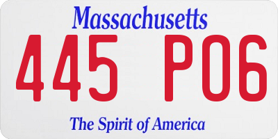 MA license plate 445PO6