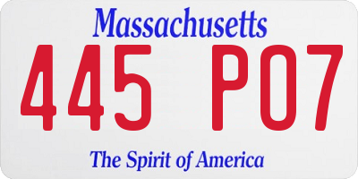 MA license plate 445PO7