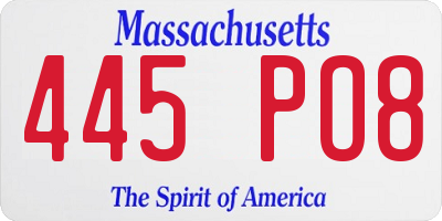 MA license plate 445PO8