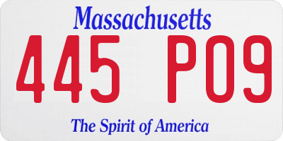 MA license plate 445PO9