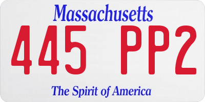 MA license plate 445PP2