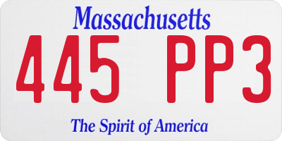 MA license plate 445PP3