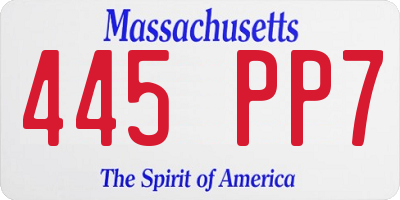 MA license plate 445PP7