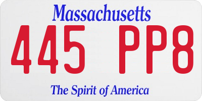 MA license plate 445PP8