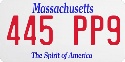 MA license plate 445PP9