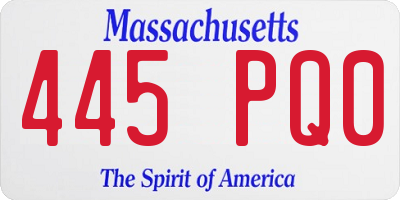 MA license plate 445PQ0
