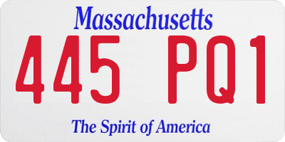 MA license plate 445PQ1