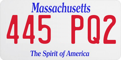 MA license plate 445PQ2