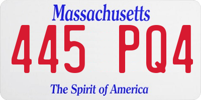 MA license plate 445PQ4