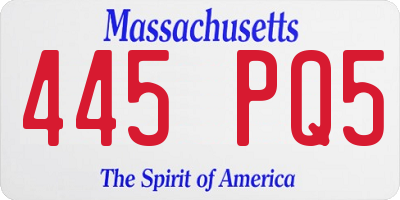 MA license plate 445PQ5