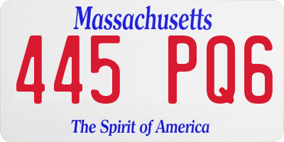 MA license plate 445PQ6