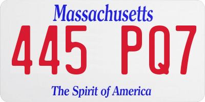 MA license plate 445PQ7