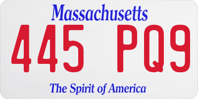 MA license plate 445PQ9