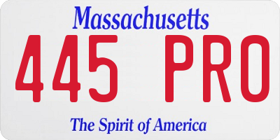 MA license plate 445PR0