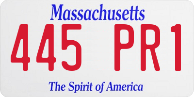 MA license plate 445PR1