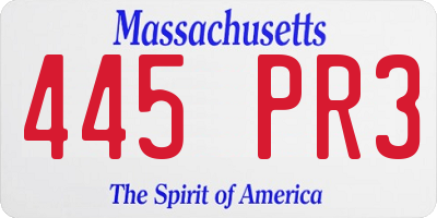MA license plate 445PR3