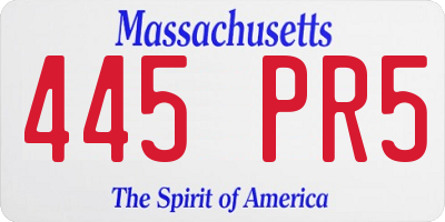 MA license plate 445PR5