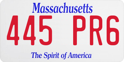 MA license plate 445PR6