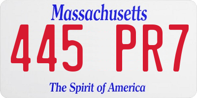MA license plate 445PR7