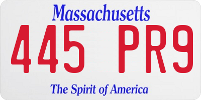 MA license plate 445PR9