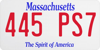 MA license plate 445PS7