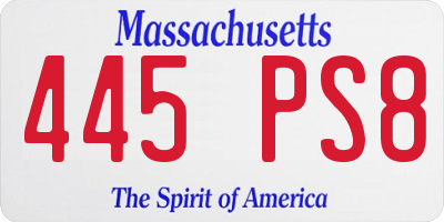 MA license plate 445PS8