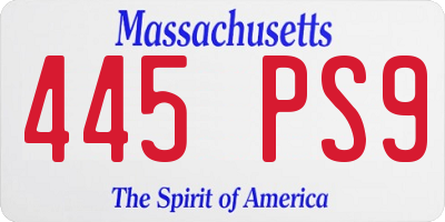 MA license plate 445PS9