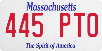 MA license plate 445PT0