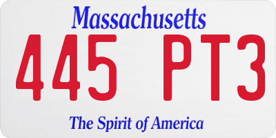 MA license plate 445PT3