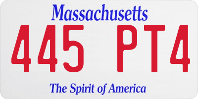 MA license plate 445PT4