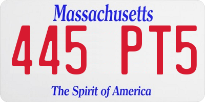MA license plate 445PT5