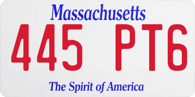 MA license plate 445PT6