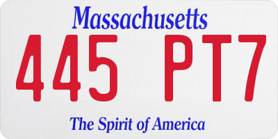 MA license plate 445PT7