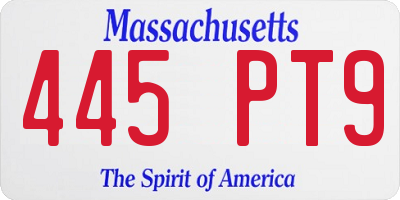 MA license plate 445PT9