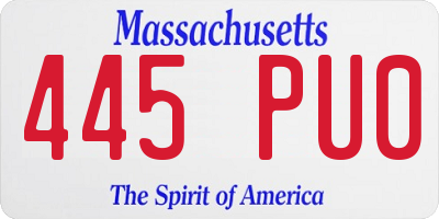 MA license plate 445PU0