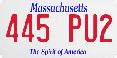 MA license plate 445PU2