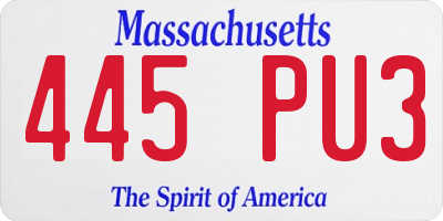 MA license plate 445PU3