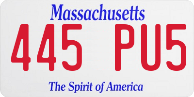 MA license plate 445PU5