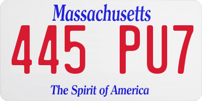 MA license plate 445PU7