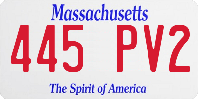 MA license plate 445PV2
