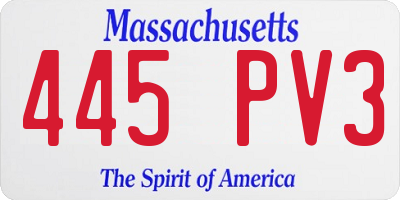 MA license plate 445PV3