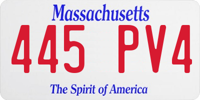 MA license plate 445PV4