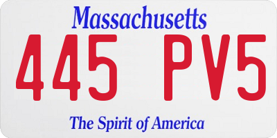 MA license plate 445PV5