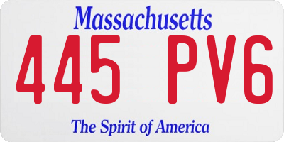 MA license plate 445PV6