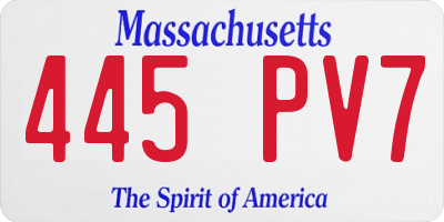 MA license plate 445PV7