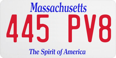 MA license plate 445PV8