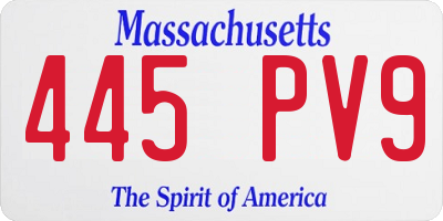 MA license plate 445PV9