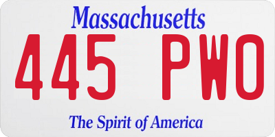 MA license plate 445PW0
