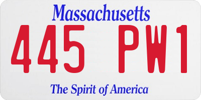 MA license plate 445PW1