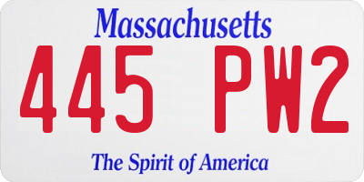MA license plate 445PW2